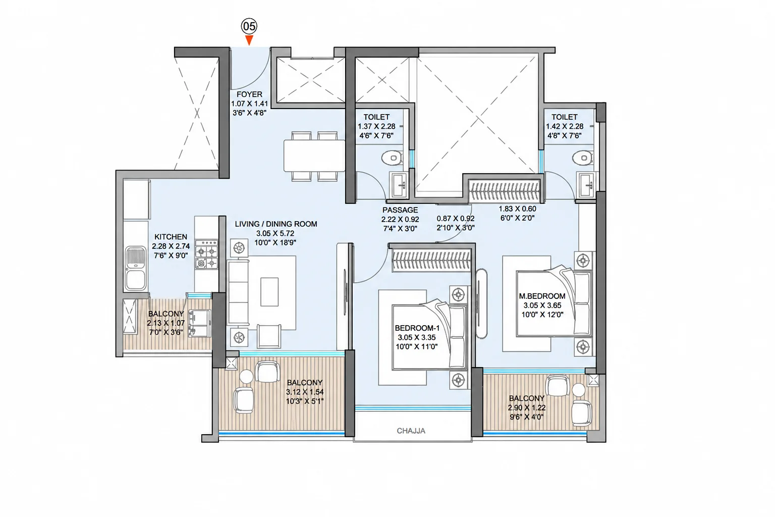 Godrej Varanya Kharghar 2 BHK Floor Plan